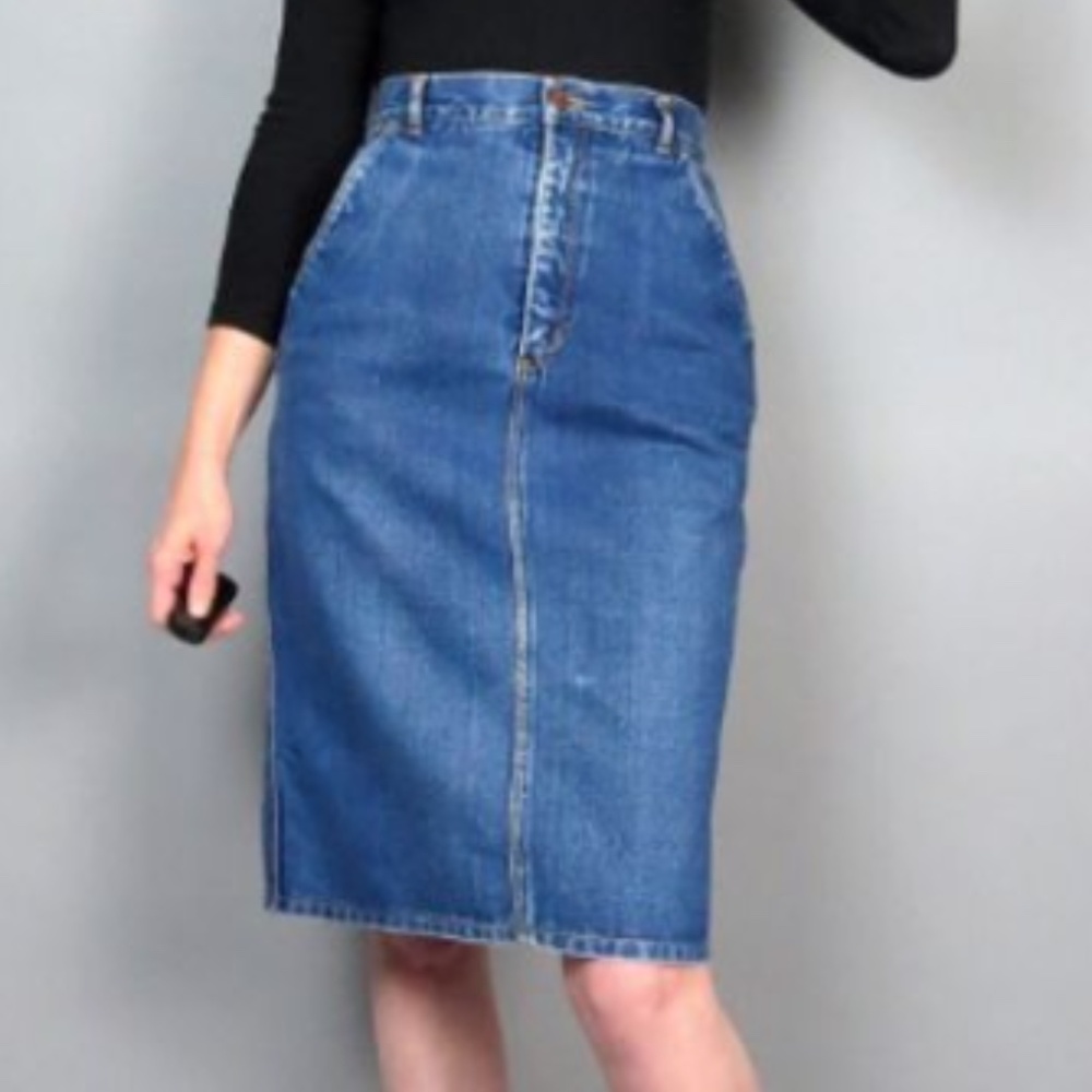 Vintage 80s B. Altman High Waisted Denim Pencil Skirt / Size 6